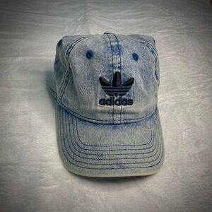 Adidas Trefoil Stonewash Denim Baseball Cap Blue One Size Embroidered